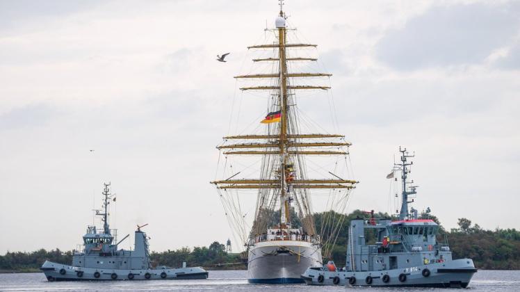 Rückgabe an die Deutsche Marine: das Segelschulschiff "Gorch Fock" nach sechsjähriger Sanierung.