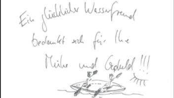 Diesen freundlichen Brief fanden Beamte der Wasserschutzpolizei in Schwerin in ihrem Postkasten