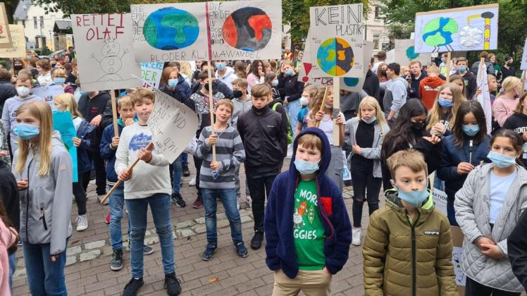 Die Schüler der Geschwister-Scholl-Oberschule Bad Laer nahmen am globalen Klimastreik teil.