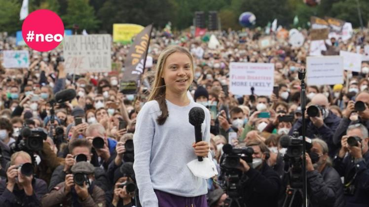Greta Thunberg sprach am Freitagmittag auf dem Bundestagsgelände.