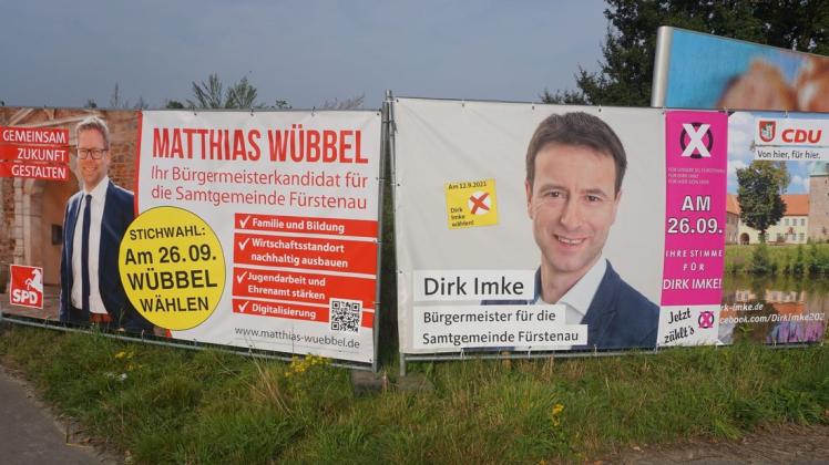 Wahlkampf auf der Zielgeraden: Dirk Imke und Matthias Wübbel treten am 26. September zur Stichwahl um das Amt des Bürgermeisters in der Samtgemeinde Fürstenau an.