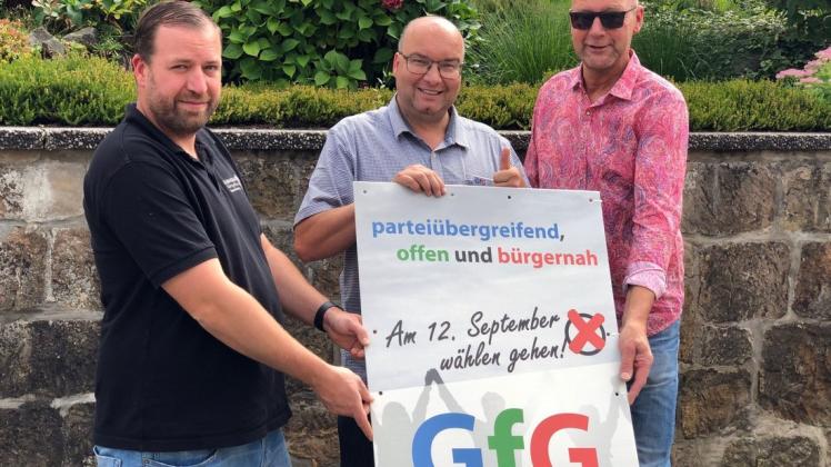 Hoffen auf rund 12 Prozent der Stimmen: (von links) die GfG-Fraktionsmitglieder Marius Kleinheider, Christoph Gröne und Rainer Büter.
