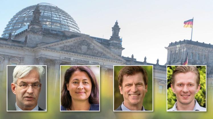Die vier Bundestagsabgeordneten aus der Region Osnabrück, die ihre Arbeit in Berlin fortsetzen möchten: Mathias Middelberg, Filiz Polat, André Berghegger und Matthias Seestern-Pauly.