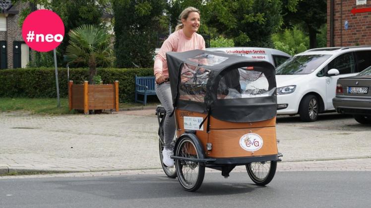 Immer mehr Lastenräder rollen über die Straßen im Emsland. Aber eignen sie sich tatsächlich gut für den Transport von Einkäufen und Kindern? Die Redakteurin Ina Wemhöner macht den Selbsttest.