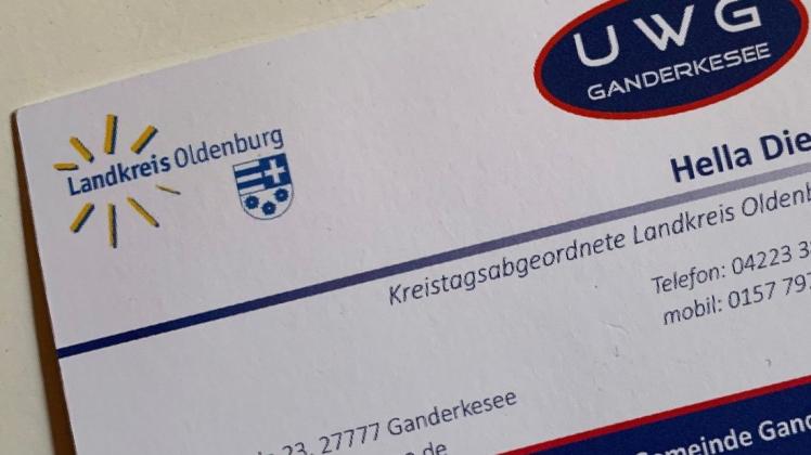Logo und Wappen des Landkreises Oldenburg dürfen nicht auf der Visitenkarte der Kreistagsabgeordneten Hella Dietz stehen.