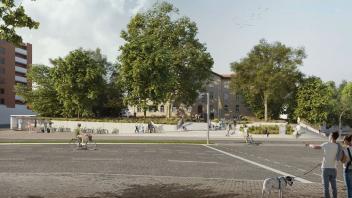 Der Weg zum Vorgarten der Volkshochschule: So sieht der Entwurf für die Neugestaltung des Platzes am Stüvehaus in Osnabrück aus.