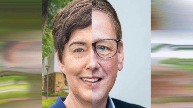 Wer hat die Hagener Wähler besser im Blick: Kämmerin Christine Möller (linke Hälfte), die für die CDU antritt, oder SPD-Kandidat Uwe Sprehe.