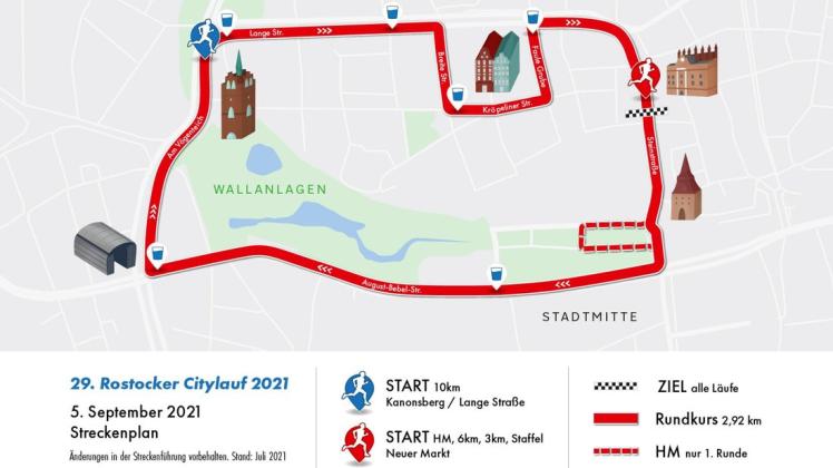 Streckenplan des 29. Rostocker Citylaufs Streckenplan des 29. Rostocker Citylaufs