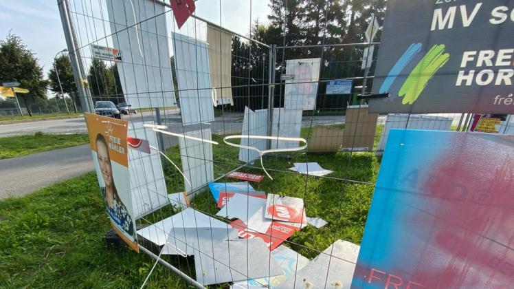 Auch in Gadebusch wurden bereits Wahlplakate zerstört und beschmiert.