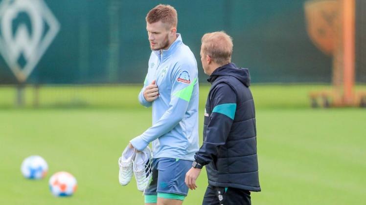 Treffen am Sonntag in Darmstadt auf alte Bekannte: Lars Lukas Mai (links) und Werder-Coach Markus Anfang.