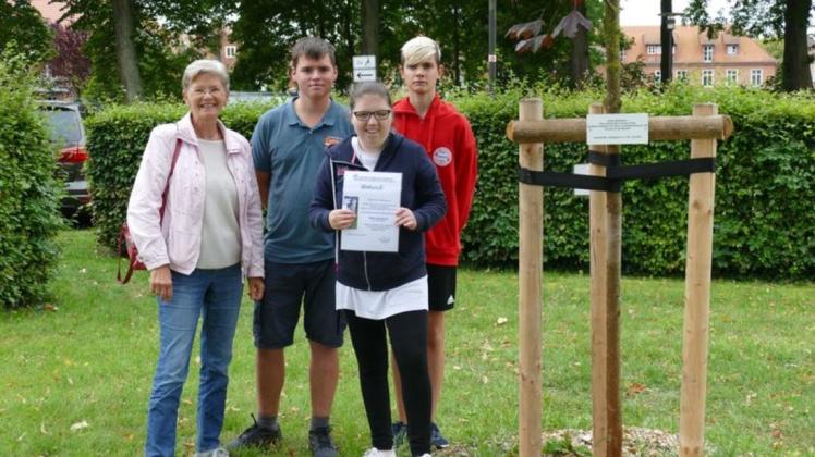 Ein besonderes Zeichen setzte die Lebenshilfe für Menschen mit geistiger Behinderung im Sommer mit einer Pflanzaktion. Der Rote Spitzahorn wird nun von den jungen Leuten als Baumpaten  gepflegt.