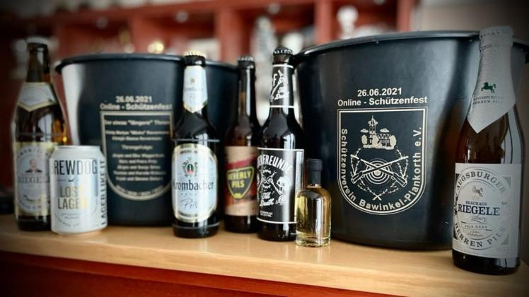 Zum ersten Online-Schützenfest in Bawinkel-Plankorth erhielt jeder Teilnehmer im Vorfeld einen speziell gestalteten Maurereimer - gefüllt mit verschiedenen Bieren der Alten Posthalterei in Lingen.