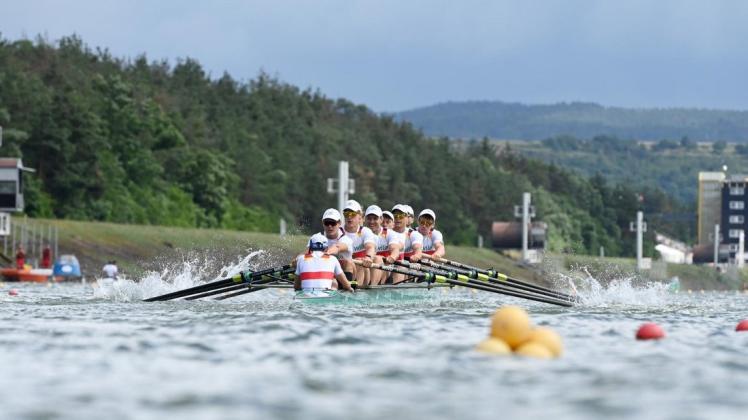 Der deutsche U23-Männer-Achter mit dem Rostocker Steuermann Till Martini ruderte am Sonntag in Racice zur WM-Bronzemedaille. Der deutsche U23-Männer-Achter mit dem Rostocker Steuermann Till Martini ruderte am Sonntag in Racice zur WM-Bronzemedaille.