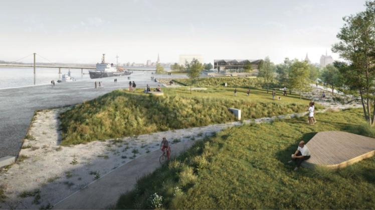 Aus der Asphaltwüste soll eine grüne Oase werden: Am Donnerstag präsentierten Stadt und Architekten ihre Pläne für die Umgestaltung des Stadthafens.