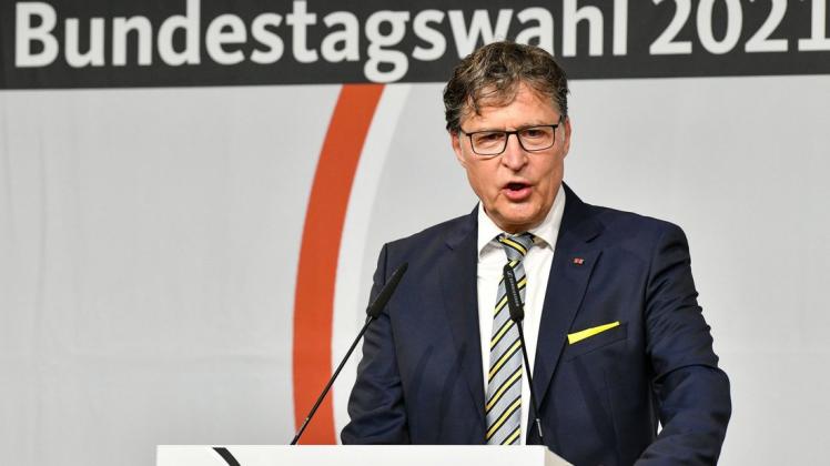Jens Koeppen (CDU), Mitglied des Bundestages, spricht auf Landesvertreterversammlung der CDU Brandenburg. Die Delegierten haben Koeppen zum Spitzenkandidaten der Landesliste für die Wahl zum Bundestag gewählt.
