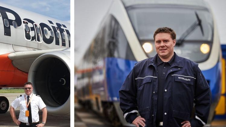 Dieselzug statt Airbus: Nach Jahren als Verkehrsflugzeug-Pilot bei Germania und Jetstar Pacific startet Manuel Finger aus Paderborn nun coronabedingt eine zweite Karriere als Lokführer bei der Osnabrücker Nordwestbahn.