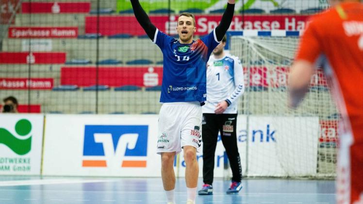 Lukas Ossenkopp, Kapitän des  Handball Sport Vereins Hamburg, hatte in dieser Saison häufig Grund zum Jubeln.