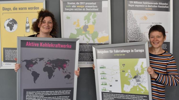 Aktive Kohlekraftwerke und Fahrradwege sind laut Christin Decker (l.) und Sabine Krüger nur zwei der Themen, die in Rostock brisant sind.