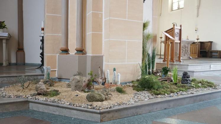 Unter anderem eine Wüsten- und Oasenlandschaft soll die St.-Vitus-Kirche in Lathen zu einem offenen Ort machen.