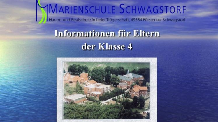 Anstatt bei einem Tag der offenen Tür informiert die Marienschule Schwagstorf künftige Fünftklässler mit einem virtuellen Rundgang im Internet über das Angebot der Schule. (Screenshot)