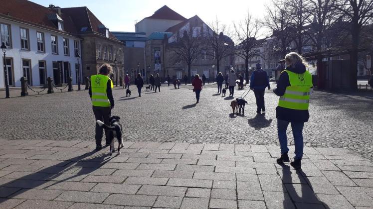 Die Hundetrainerin Klaudia Holt vom Hundezentrum Holt aus Haselünne hat am Freitag ebenfalls an der Demonstration in Osnabrück teilgenommen.