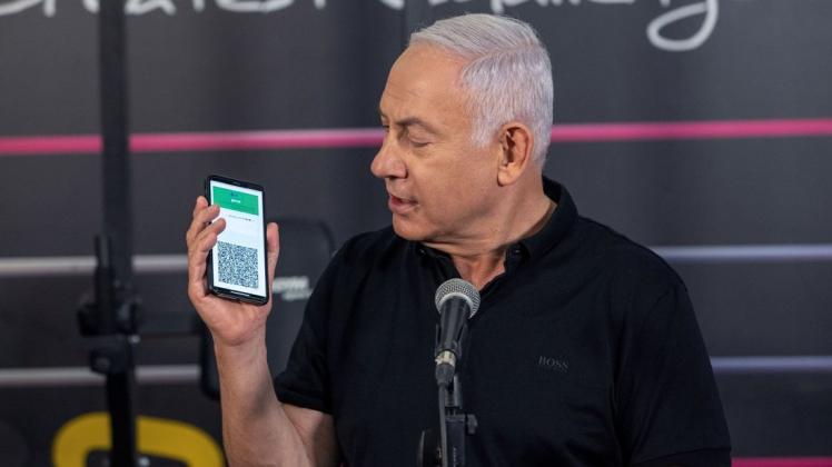 Benjamin Netanjahu, Ministerpräsident von Israel, stellte den Grünen Pass vor.