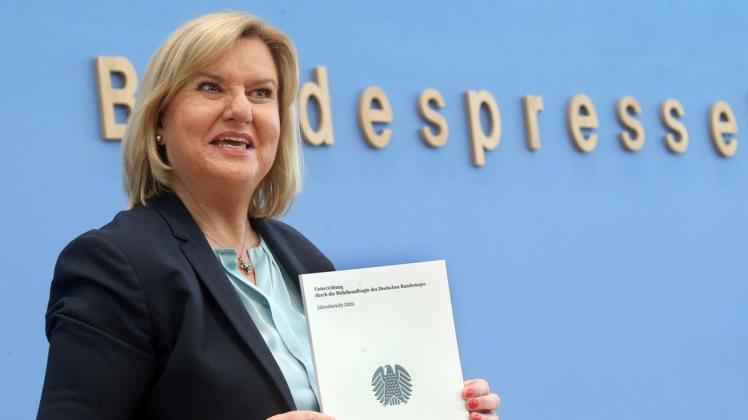 Eva Högl, Wehrbeauftragte des Bundestags, stellt vor der Bundespressekonferrenz ihren ersten Jahresbericht zur Lage der Bundeswehr vor.