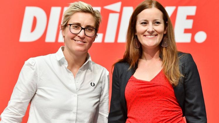 Janine Wissler (rechts) und Susanne Hennig-Wellsow wurden am Samstag auf einem digitalen Parteitag zu den neuen Vorsitzenden gewählt.