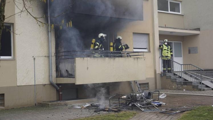 In dieser Wohnung im Hochhaus an der Frankfurter Straße in Belm brach am Samstagvormittag ein Brand aus. Zum Glück wurde niemand verletzt.