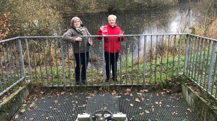 Birgit Leyschulte (links), sachkundige Bürgerin im Ausschuss für Nachhaltigkeit, Klimaschutz und Planung, und CDU-Ratsfrau Susanne Hehemann interessieren sich für das Wasseraufkommen der Gemeinde. Birgit Leyschulte (links), sachkundige Bürgerin im Ausschuss für Nachhaltigkeit, Klimaschutz und Planung, und CDU-Ratsfrau Susanne Hehemann interessieren sich für das Wasseraufkommen der Gemeinde.