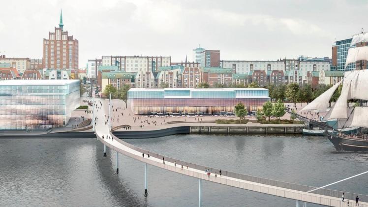 Die Warnowbrücke in Rostock soll auf zirka 600 Metern Länge und sechs Metern Breite den Stadthafen mit dem nördlichen Stadtteil Gehlsdorf verbinden. Die Warnowbrücke in Rostock soll auf zirka 600 Metern Länge und sechs Metern Breite den Stadthafen mit dem nördlichen Stadtteil Gehlsdorf verbinden.