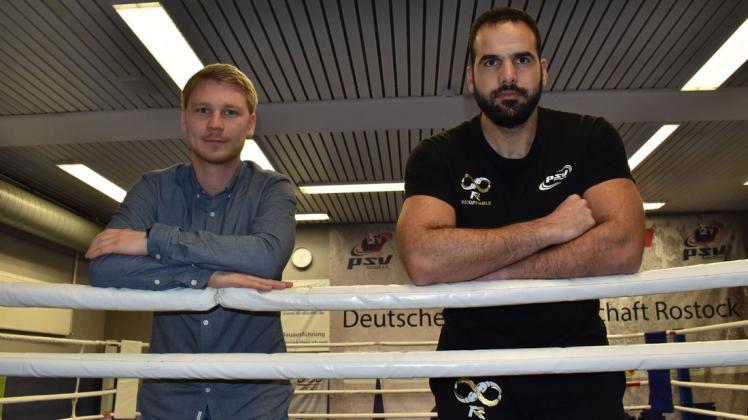 „Überhaupt nicht traurig“, dass es bei Rang drei blieb: Clemens Busse (links) und Rateb Hatahet vom PSV Rostock
