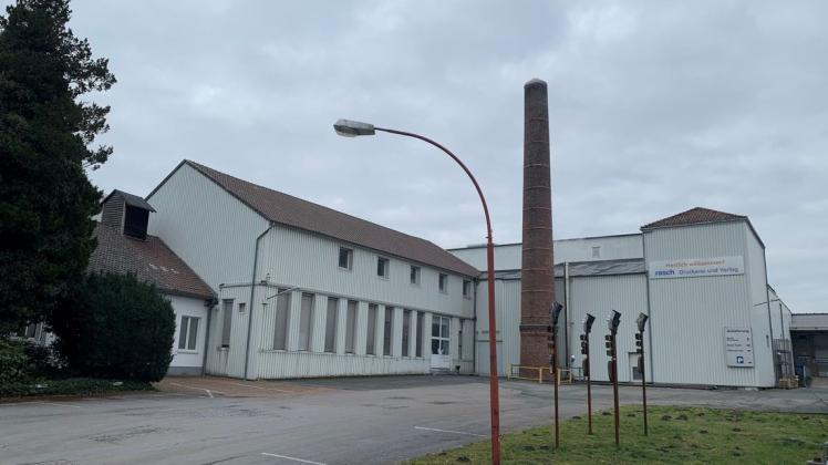 Der Blick auf das Gelände der 1958 gegründeten Akzidenzdruckerei in Bramsche.