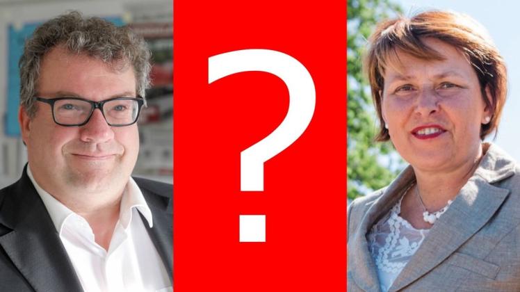 Der oder die große Unbekannte? Das Rätsel soll am Montag gelüftet werden, dann nominiert die SPD Ihren Bürgermeisterkandidaten. Bislang steht fest: Holger Elixmann möchte sein Amt verteidigen, Susanne Breiwe (beide CDU) will es ihm als unabhängige Kandidatin streitig machen. Der oder die große Unbekannte? Das Rätsel soll am Montag gelüftet werden, dann nominiert die SPD Ihren Bürgermeisterkandidaten. Bislang steht fest: Holger Elixmann möchte sein Amt verteidigen, Susanne Breiwe (beide CDU) will es ihm als unabhängige Kandidatin streitig machen.