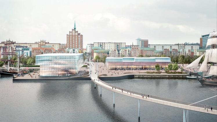 Ab 2025 soll eine Brücke den Stadthafen mit Gehlsdorf verbinden. Die Kritik des Steuerzahlerbundes eskaliert vor der Abstimmung der Bürgerschaft über das Gesamtprojekt. Ab 2025 soll eine Brücke den Stadthafen mit Gehlsdorf verbinden. Die Kritik des Steuerzahlerbundes eskaliert vor der Abstimmung der Bürgerschaft über das Gesamtprojekt.