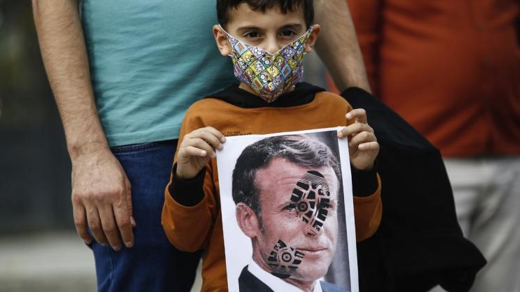 In der Türkei gibt es Proteste gegen den französischen Präsidenten Emmanuel Macron.