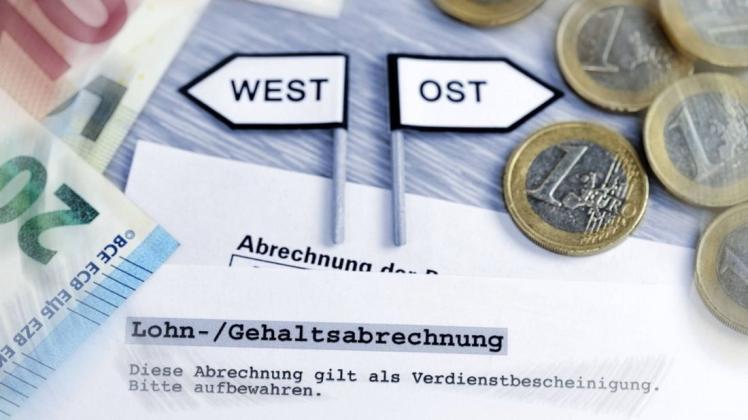 Das Durchschnittsgehalt im Westen liegt um 699 Euro über dem im Osten. Das Durchschnittsgehalt im Westen liegt um 699 Euro über dem im Osten.