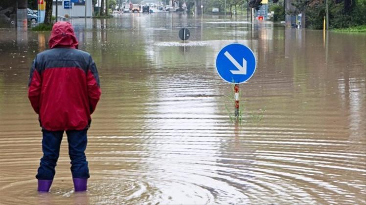 Überschwemmung an der Mindener Straße in Osnabrück. 