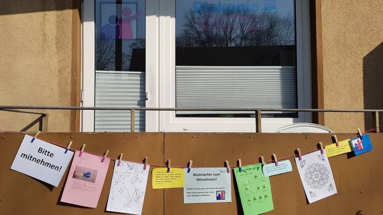 Aufmunterndes von der Leine: Das Nachbarschaftsbüro Düsternort setzt schlechten Nachrichten schöne Geschichten, Bilder und Basteltipps entgegen. Foto: Nachbarschaftsbüro Düsternort Aufmunterndes von der Leine: Das Nachbarschaftsbüro Düsternort setzt schlechten Nachrichten schöne Geschichten, Bilder und Basteltipps entgegen. Foto: Nachbarschaftsbüro Düsternort