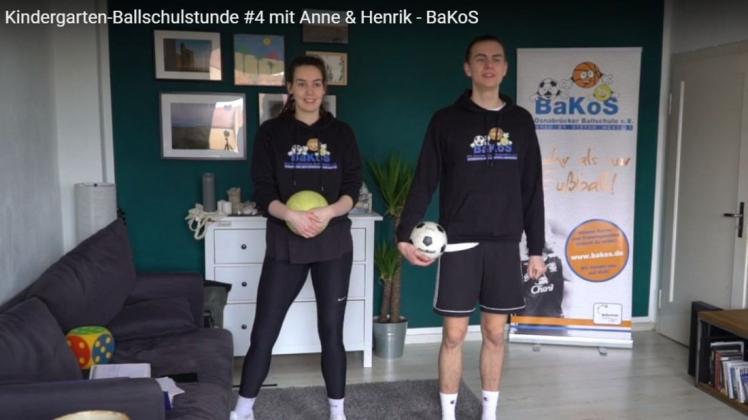 Die Osnabrücker Ballschule Bakos liefert unter der Woche Live-Angebote für Kindergarten- und Schulkinder. Screenshot: Youtube/BaKoS - Die Osnabrücker Ballschule e.V.