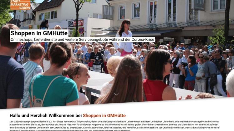 Der Screenshot vom "Shoppen in GMHütte"-Portal, das seit Dienstag online ist. Foto: Stadtmarketing/Bick