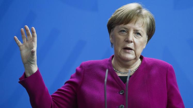 Bundeskanzlerin Angela Merkel (CDU) sieht nach den neuesten Infektionszahlen in der Corona-Krise Hoffnung – appellierte aber auch an die Bürgerinnen und Bürger. Foto: dpa/Markus Schreiber/AP POOL