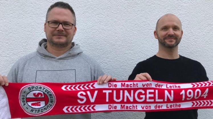Werden von der Saison 2020/21 an das Team des SV Tungeln in der 1. Kreisklasse trainieren: im Bild: Jens Hoffmeister (links) und Rene Heintze. Foto: Jörg Baumann/SV Tungeln