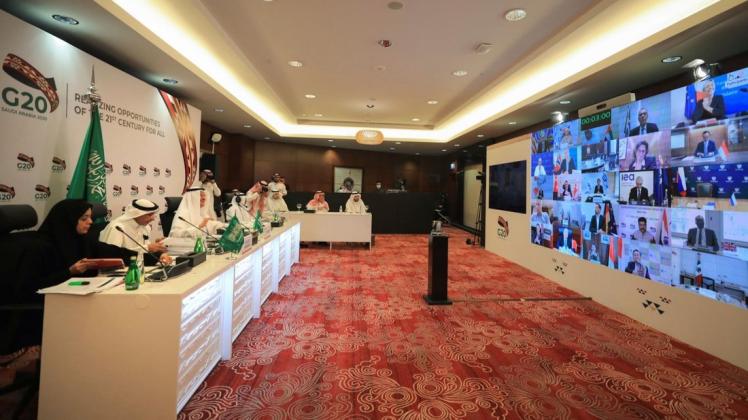 Per virtuellen Gipfel hat sich die Gruppe der 20 Energieminister des Opec-Verbunds tagelang ausgetauscht. Foto: dpa/Uncredited/Saudi Energy Ministry/AP