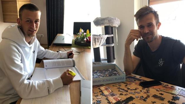 Was gegen die Corona-Langeweile hilft? Für das Studium lernen und Puzzeln, sagen Sebastian Klaas (l.) und Konstantin Engel vom VfL Osnabrück. Was gegen die Corona-Langeweile hilft? Für das Studium lernen und Puzzeln, sagen Sebastian Klaas (l.) und Konstantin Engel vom VfL Osnabrück.