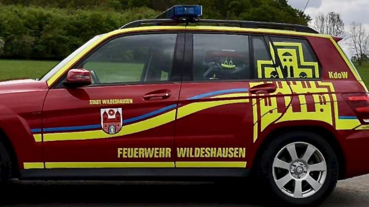 Neuer Look mit Wahrzeichen der Kreisstadt: der frisch beklebte neue Kommandowagen der Freiwilligen Feuerwehr Wildeshausen.