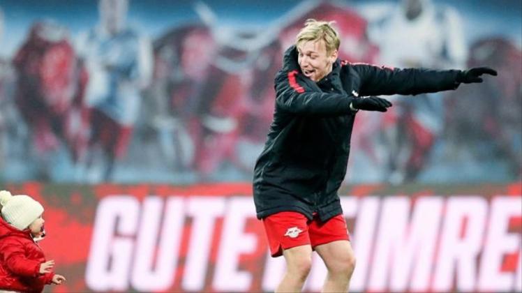 Hat momentan viel Grund zum Feiern mit RB Leipzig: Emil Forsberg. 