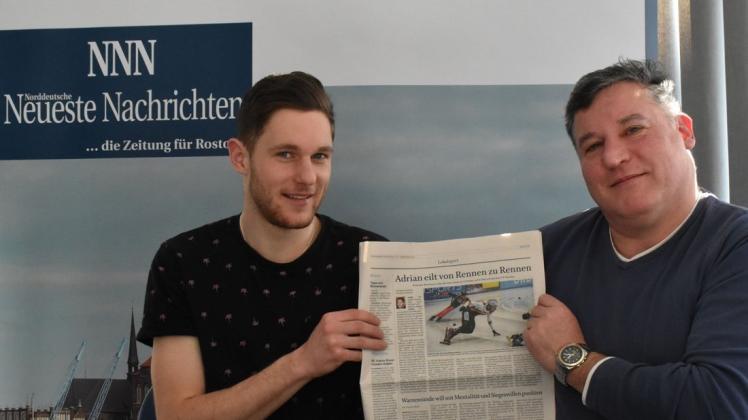 Deutschlands Top-Shorttracker Adrian Lüdtke mit seinem größten Fan, Vater Thomas
