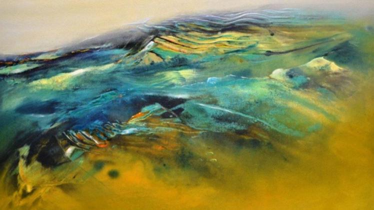 Diese abstrakte Landschaft stammt von Hinrich JW Schüler, der ab Donnerstag in der Galerie unter dem Motto "Durch die Wüste ans Meer" ausstellt.