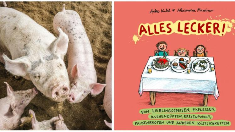 Die Darstellung der Landwirtschaft in dem Kinderbuch "Alles lecker" sorgt für Diskussionen. Collage: Klett Kinderbuch/Imago images